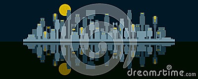 Connected City Skyline Concept Vector Vector Illustration