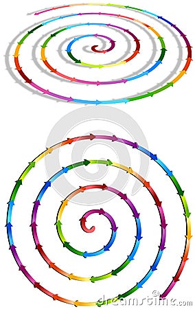 Connected colorful spiral arrows Cartoon Illustration