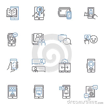 Connected device line icons collection. IoT, Smart, Wireless, Connected, Automated, Streaming, Bluetooth vector and Vector Illustration