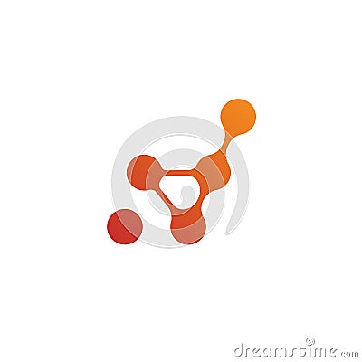 Connected dot atom dna D letter intial logo icon Vector Illustration