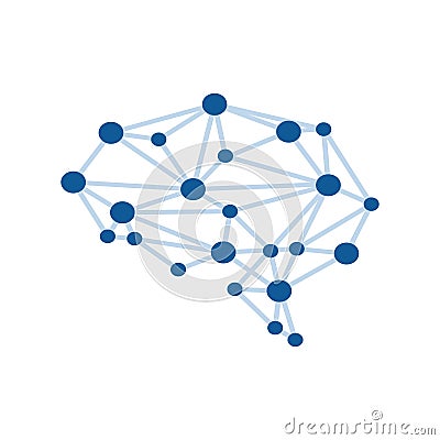 Connected Dots in Brain Form Neuron Health Communication Technology Vector Illustration