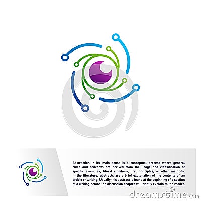 Connected Eye Logo design vector template. Technology Spiral Vision, Vortex, Circle. Colorful Icon Vector Illustration
