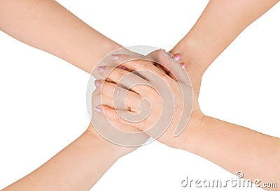 Connected hands Stock Photo