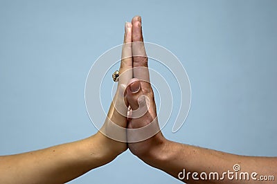 Connected hands Stock Photo