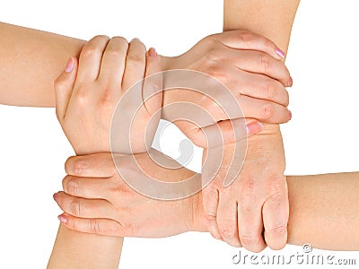 Connected hands Stock Photo