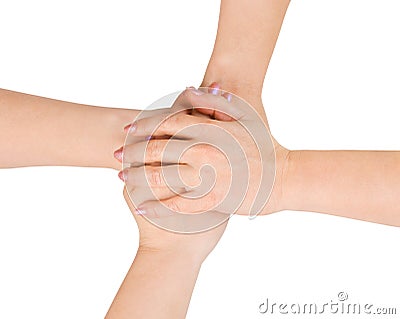 Connected hands Stock Photo