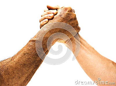 Connected hands. Stock Photo