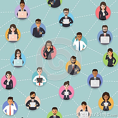 Connected people seamless pattern Vector Illustration