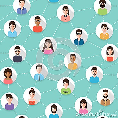 Connected people seamless pattern Vector Illustration