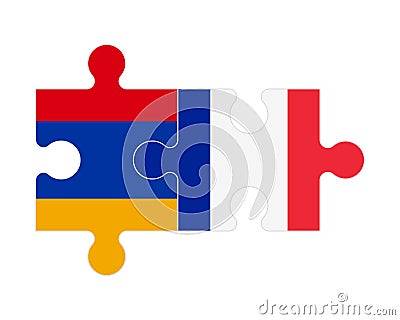 Puzzle of flags of Armenia and France , vector Vector Illustration