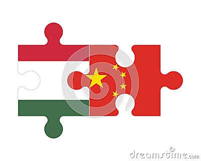 Puzzle of flags of Hungary and China, vector Vector Illustration