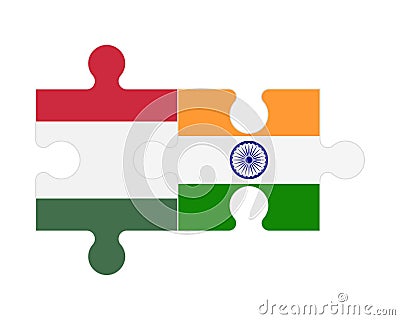 Puzzle of flags of Hungary and India, vector Vector Illustration