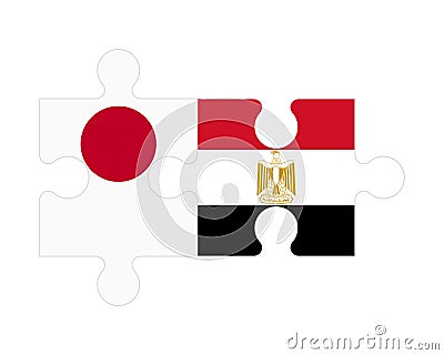 Puzzle of flags of Japan and Egypt, vector Vector Illustration