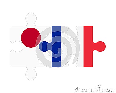 Puzzle of flags of Japan and France, vector Vector Illustration