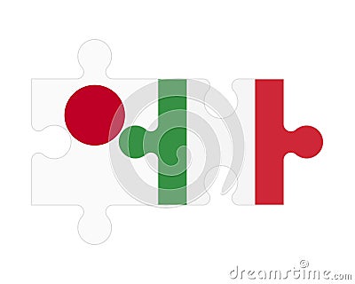 Puzzle of flags of Japan and Italy, vector Vector Illustration