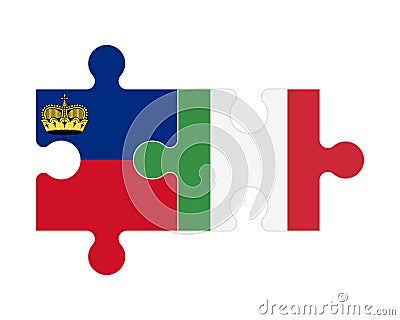 Puzzle of flags of Liechtenstein and Italy, vector Vector Illustration