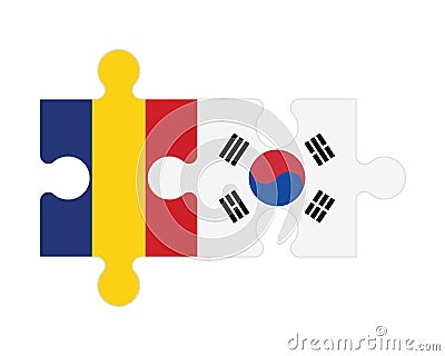 Puzzle of flags of Romania and South Korea, vector Vector Illustration