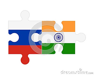 Puzzle of flags of Russia and India, vector Vector Illustration