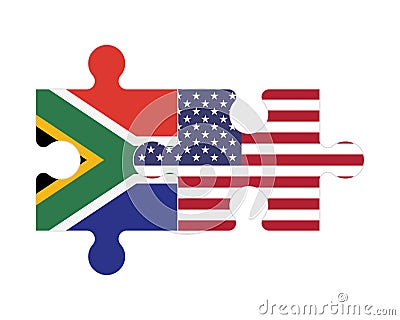 Puzzle of flags of South Africa and US, vector Vector Illustration