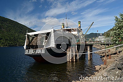 Mael vintage historical railway station . railway ferry service on Lake Tinn Editorial Stock Photo