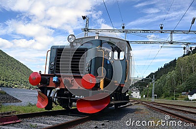 Mael vintage historical railway station . railway ferry service on Lake Tinn Editorial Stock Photo