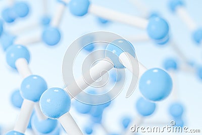 Connected spheres with blue background, 3d rendering Cartoon Illustration