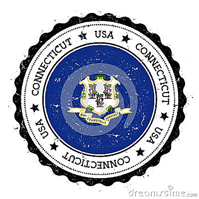Connecticut flag badge. Vector Illustration
