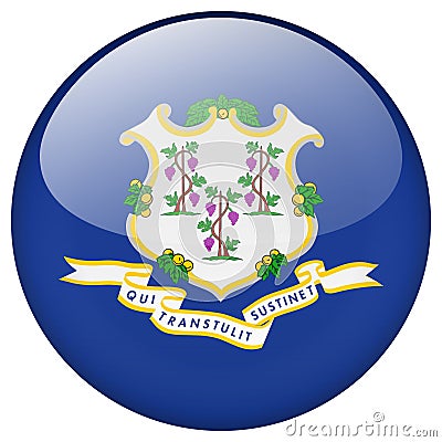 Connecticut flag button Vector Illustration