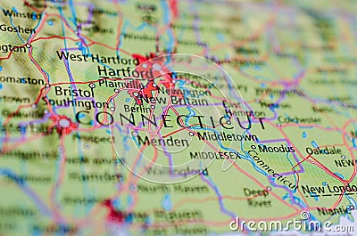 Connecticut on map Stock Photo