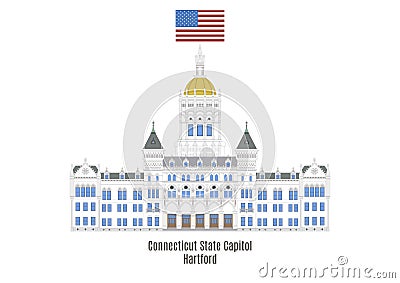 Connecticut State Capitol, Hartford Vector Illustration