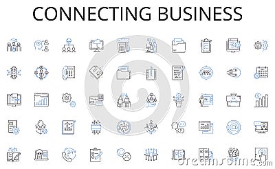 Connecting business line icons collection. Exceptional, Talented, Gifted, Extraordinary, Uncommon, Skilled, Genius Vector Illustration