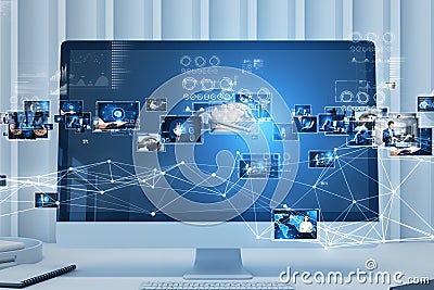 Connecting businesspeople, video conference concept. Stock Photo