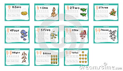 Connecting dot and printable numbers exercise for preschool and kindergarten kids Vector Illustration