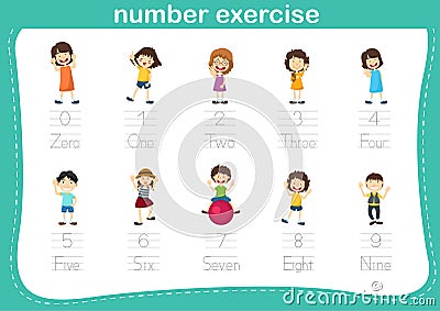 Connecting dot and printable numbers exercise for preschool and kindergarten kids Vector Illustration