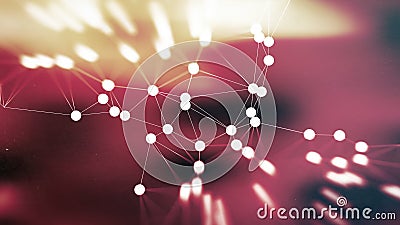 Connecting Dots and Lines Beige and Red Blurred Background Design Stock Photo