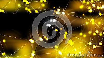 Connecting Dots and Lines Black and Gold Abstract Background Stock Photo