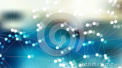 Connecting Dots and Lines Blue and Beige Abstract Background Illustration Stock Photo