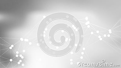 Connecting Dots and Lines Light Grey Blur Background Stock Photo