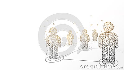 Connecting people form lines, triangles and particle style design Vector Illustration