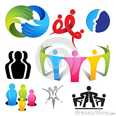 Connecting People Icons Vector Illustration