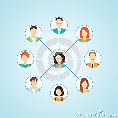 Connecting people icons set isolated. Vector Illustration