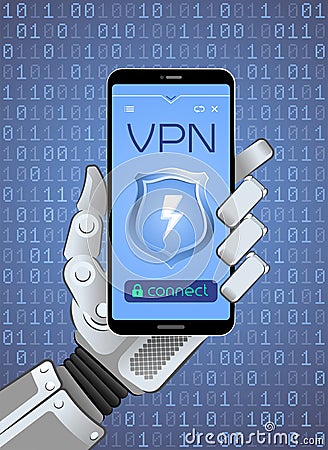 Connecting To VPN Via Mobile Network Vector Illustration