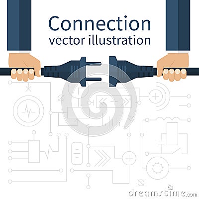 Connection, disconnection electricity Vector Illustration