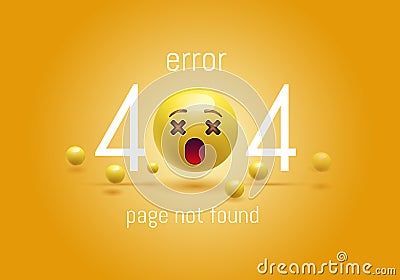 404 connection error. Abstract yellow background with smiley face, Emoticon, Emoji . Sorry, page not found. vector Vector Illustration