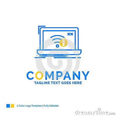 connection, error, internet, lost, internet Blue Yellow Business Vector Illustration