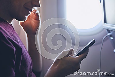 Connection during flight Stock Photo