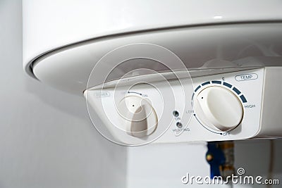 Connection of home water heater. Individual heating. Individual hot water supply. Domestic electric boiler plumbing connections Stock Photo