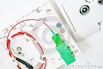 Connection housing to the optical fiber Stock Photo