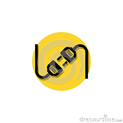 Connection icon isolated on white background. Connecting plug and outlet black silhouette Vector Illustration