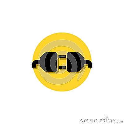 Connection icon isolated on white background. Connecting plug and outlet black silhouette Vector Illustration